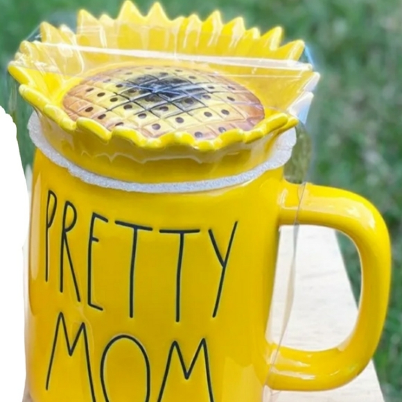 🆕️ Rae Dunn PRETTY MOM Sunflower🌻 Topper/Lid Canary Yellow 💛 Mug Cup - Picture 12 of 14